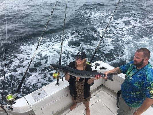 The Digby's enjoyed a rainy day of fishing, lots of action...even had fun bringing in this barracuda.