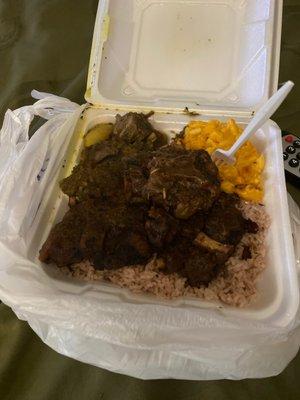 Oxtail and Goat Combo Rice and Peas Mac and Cheese