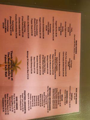 the new ranchito palmer park moll menu