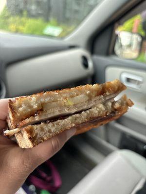 Turkey, apple, Brie, and fig panini