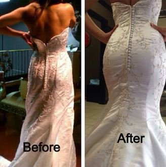 Wedding dress alteration and custom fitting.