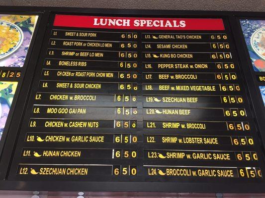 Lunch menu