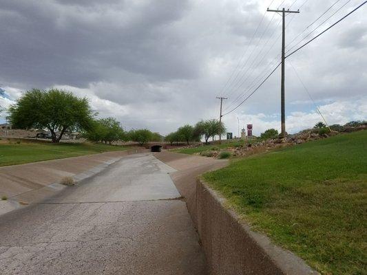 After miles of hiking including 30 minutes uphill, that 76 sign is the mirage in the desert. Even on this wet afternoon.