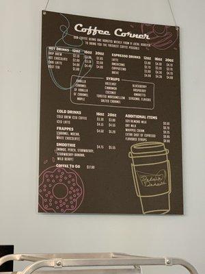 Coffee Corner Menu