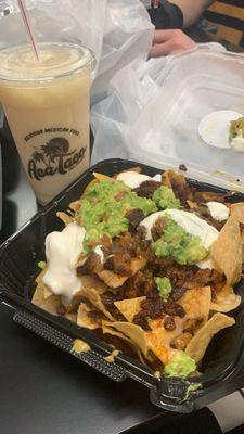 Al Pastor Nachos and Horchata