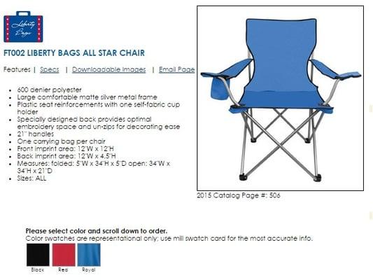 Liberty Bags All Star Chair 2016