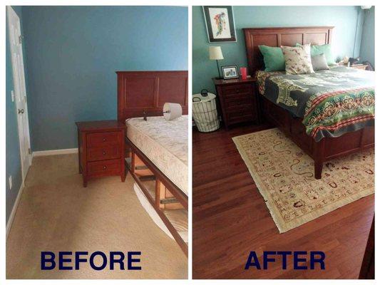 Installed bedroom hardwood floors.