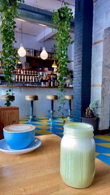 Green Matcha, Cappuccino, Indoor Seating