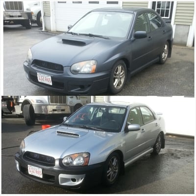 Subaru impreza STI dipped matte black with Canadien blue micro flake