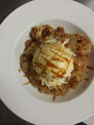 Caramel Apple Cobbler with Ice Cream and Caramel Drizzle