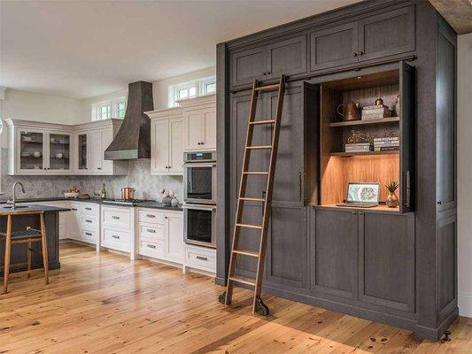 Quiet Glide Rolling Library Ladder in Kitchen Application