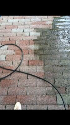 Steam cleaning this roof and boy did it need it! We use a low pressure washer an shingle saver additive. This stuff works great.