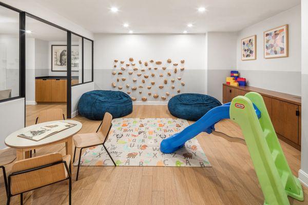 Playroom with climbing wall