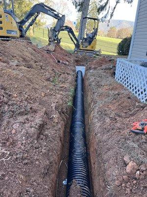 Laying drainage pipe