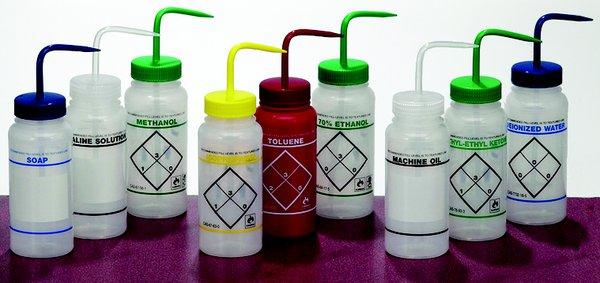 Safety-Labeled Wash Bottles