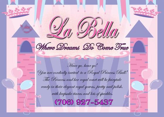 La Bella Party and Tea promo card.