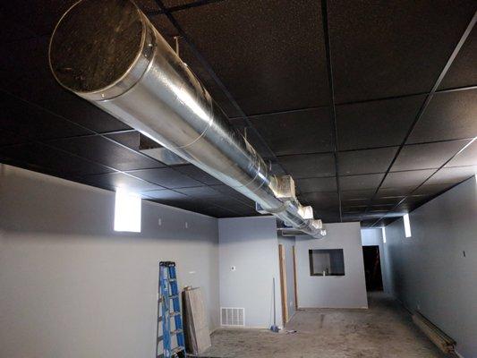 A little bit of exposed duct work in a newly renovated office.