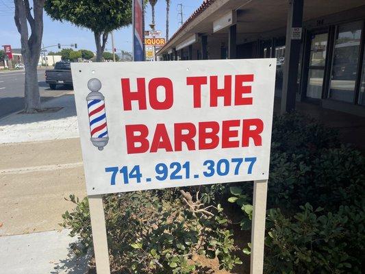 Business sign facing the street.