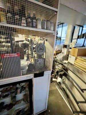 Inside the Shoe Repair shop. This Humungous Shoe Shaped Building that's 25 feet tall & 32 foot long@  The Big Shoe Repair in Bakersfield CA.