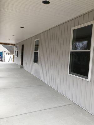 Board and batten siding.