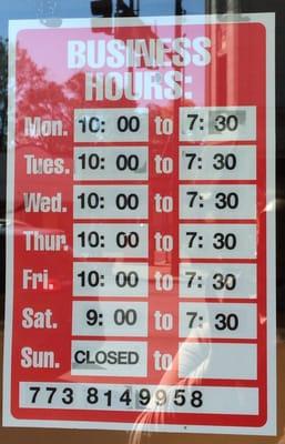 Business Hours & Phone #