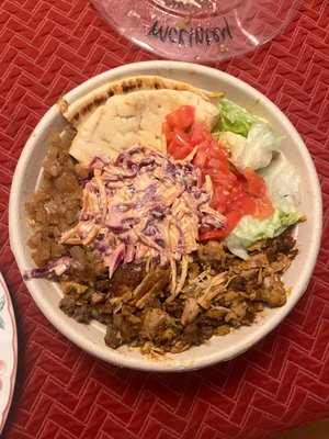 Mixed Platter with cabbage carrot slaw and tomatoes