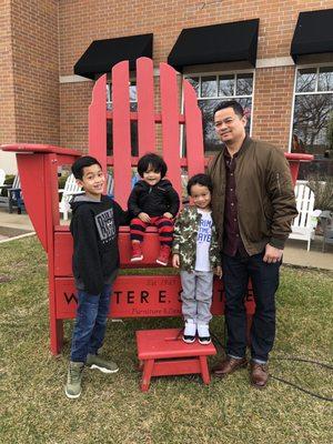 All three boys can fit on this beach chair I think