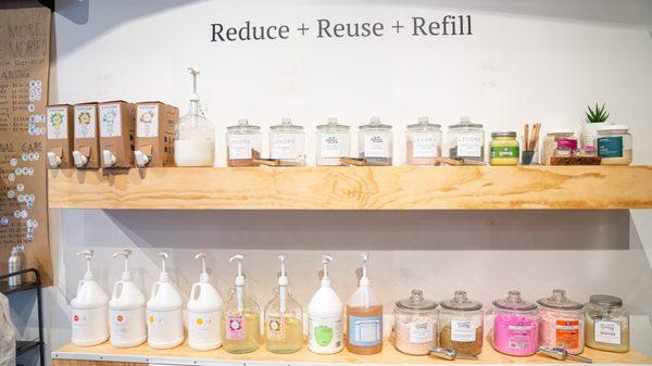 WE have refill bars at both store locations with well vetted products for safer chemical use.