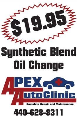 $19.95 Synthetic Blend Oil Change