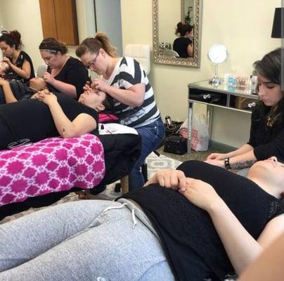 Eyelash extension training at Eye Candy Beauty Co.