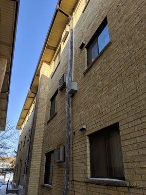 Iced downspouts