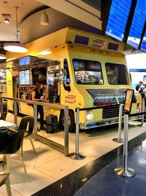 Cute food truck in the terminal