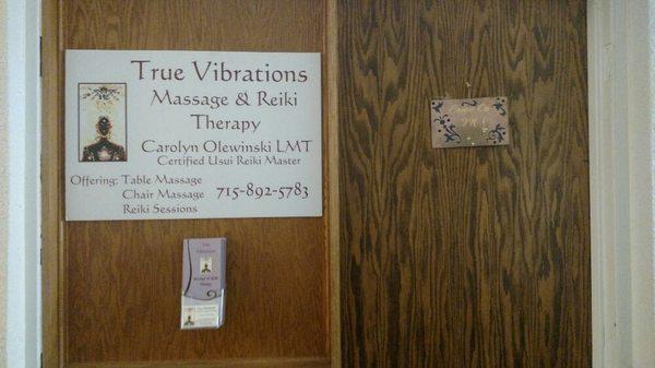 Entrance to True Vibrations Massage from the hall