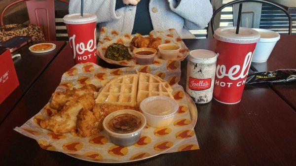 Chicken & Waffles with Jumbo Tenders, Cheerwine BBQ and Maple Syrup. Featured with Pie-in-aJar Cookies and Cream.