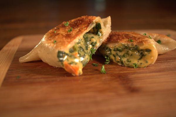 Spinach dip pierogi