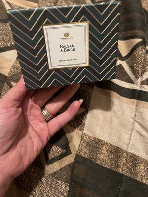 Fresh Pine scented candle beautifully gift packaged and under $3 on clearance after Christmas