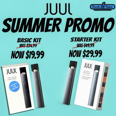 SmokeoVapor 3 mins ·  JUUL SUMMER PROMO!!! MAKE THE SWITCH & SAVE. Get a JUUL STARTER KIT for only $29.99 or a BASIC KIT for only $19.99