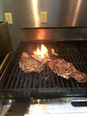 Grillin' up steaks!