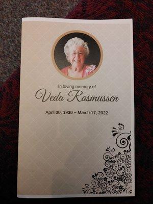 Celebration of life of my mother in law who I loved very much...