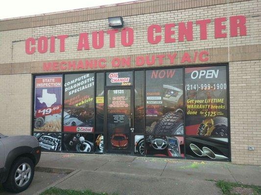 Perforated vinyl (privacy view) for Coit Auto Center!