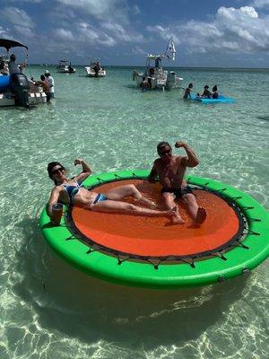 Chilling at the famous Islamorada Sandbar! One of the best things to do in the upper Florida Keys!