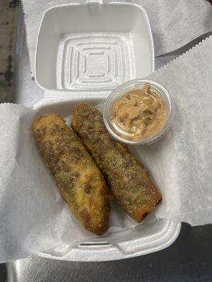 Philly eggrolls add Bistro Sauce.