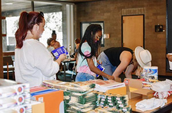 Organizing items for our annual back to school drive to support families in the City of Renton.