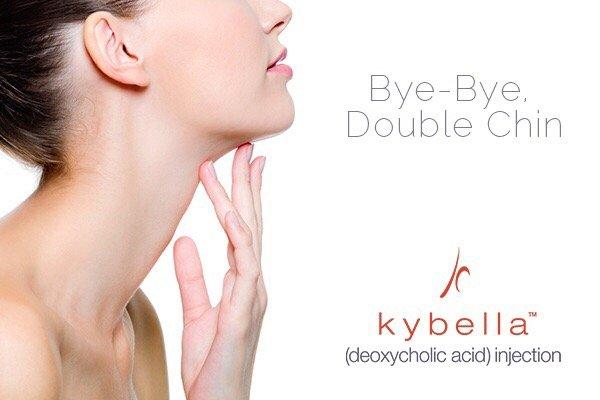 Kybella injections permanently destroy the fat in the double chin.