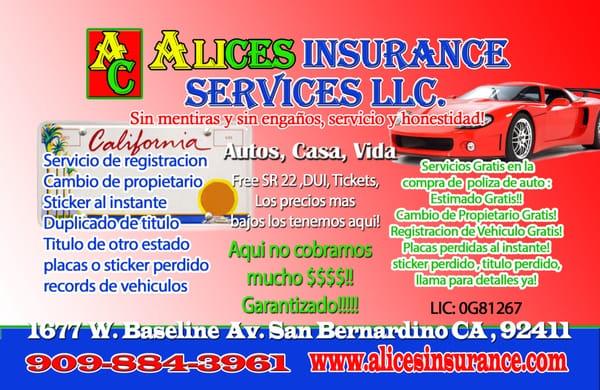 Get free auto registration services for two cars for one year when you purchase one of our major services.(Insurance,Income Tax,TV services)