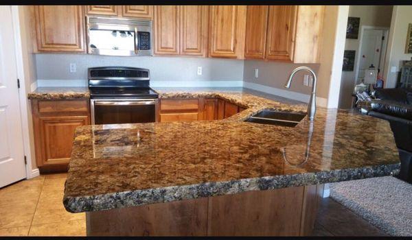 Kitchen 3 inch flat polish granite countertop