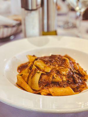 Pappardelle pasta with short rib ragú. Delicious!