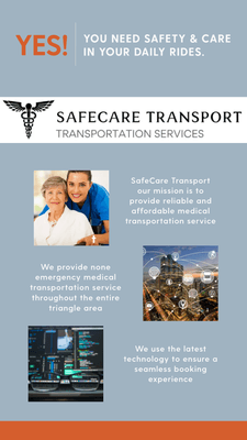 SafeCare Transport non-emergency medical transportation.
we are here to give you the ride you deserve