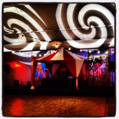 California DJs set up a Circus style look for us! They provided the circus tent, custom draping, Swirl lighting & circus signs!