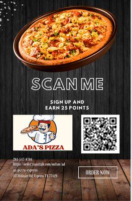 scan QR code and sign up for our rewards program.